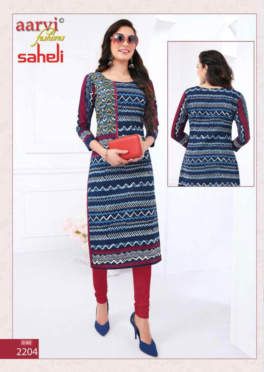 Aarvi Fashion Saheli 12 Casual Wear Cotton Printed Kurti Collection